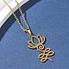 304 Stainless Steel Hollow Cut Yoga Om Lotus Flower Pendant Necklaces NJEW-Z073-02G-02-2