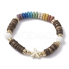 Dyed Natural Lava Rock & Coconut & Synthetic Turquoise Beaded Stretch Bracelet BJEW-JB10061-01-1