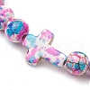 Round Synthetic Turquoise Beaded Stretch Bracelets for Womenm Men BJEW-JB11548-02-3