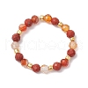 Natural Carnelian Beaded Stretch Rings RJEW-JR00867-02-2