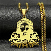 304 Stainless Steel Religion Jesus Pendant Necklaces NJEW-H065-01G-1