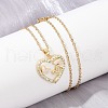 Heart Brass Micro Pave Cubic Zirconia Pendant Neckalces for Women NJEW-C076-02G-3