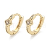 Rhombus Brass Micro Pave Clear Cubic Zirconia Hoop Earrings EJEW-Z102-14G-4