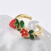 Brass Enamel Adjustable Cuff Rings for Women RJEW-G350-01B-G-2