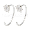 999 Fine Silver Micro Pave Clear Cubic Zirconia Pull Through Earrings EJEW-P296-28A-S-1