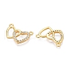 Brass Micro Pave Clear Cubic Zirconia Pendants KK-T073-22G-2