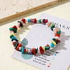 Coral Stone & Pine & Natural Red Aventurine & Amethyst & Butter Jade & Malachite & Dyed Red Wood Lace Stone Chip Beads Stretch Bracelets for Women WA7603-2