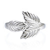 Non-Tarnish 304 Stainless Steel Leaf Open Cuff Ring for Women RJEW-N040-26-2