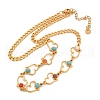 Bohemian 304 Stainless Steel & Dyed Colorful Synthetic Turquois Link Chain Necklaces for Women NJEW-M100-02G-02-2