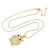 Brass Micro Pave Clear Cubic Zirconia Pendant Necklaces NJEW-D306-01G-C-2