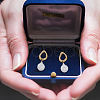 FIBLOOM 1 Pair Shell Pearl Dangle Stud Earrings EJEW-FI0002-18-6