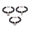 Matte Round Synthetic Black Stone Beaded Bracelet BJEW-JB06963-1