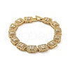 Brass Micro Pave Clear Cubic Zirconia Rectangle Link Bracelets for Women BJEW-C100-01G-4