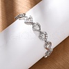 Brass Micro Pave Clear Cubic Zirconia Link Bracelets for Women BJEW-D342-03P-1