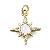 Brass Micro Pave Clear Cubic Zirconia 8 Point Star Pendants KK-V010-23G-1