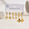 3 Pairs Heart & Butterfly Stainless Steel Earring Sets YL4741-1-2