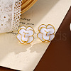 Golden Flower Brass Enamel Stud Earrings EJEW-K308-02G-02-1