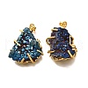 Electroplated Natural Druzy Agate Pendants G-K338-45G-05-1