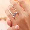 Rectangle Horse Eye Triangle Brass Micro Pave Clear & Blue Cubic Zirconia Finger Rings for Women FS-WG723F9-01-4