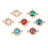 Brass Pave Glass Connector Charms KK-Z046-02G-1