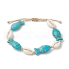 Natural Shell & Synthetic Turquoise Braided Bead Anklets AJEW-AN00562-03-1