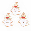 Light Gold Tone Alloy Enamel Pendants ENAM-T018-06-1