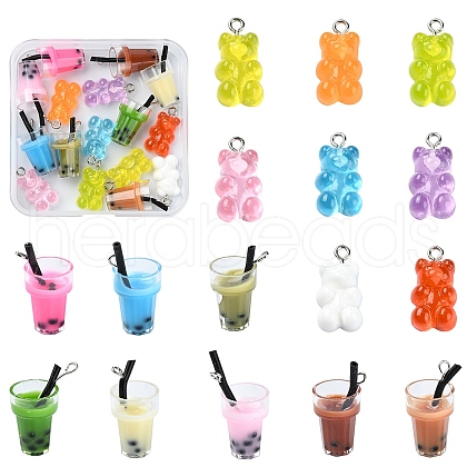 16Pcs 16 Styles Resin Pendants CRES-YW0001-33-1