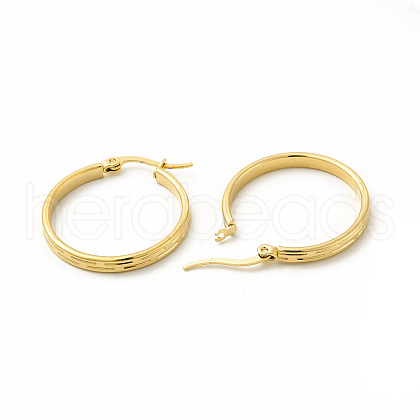 201 Stainless Steel Stripe Hoop Earrings with 304 Stainless Steel Pins for Women EJEW-M214-05D-G-1