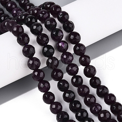 Dyed Natural White Jade Beads Strands G-T139-8mm-60-02-1