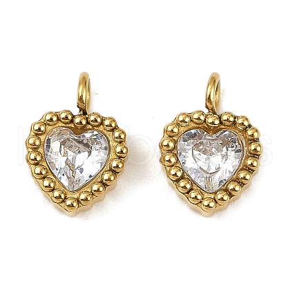 304 Stainless Steel Micro Pave Cubic Zirconia Charms STAS-K302-01F-G-1
