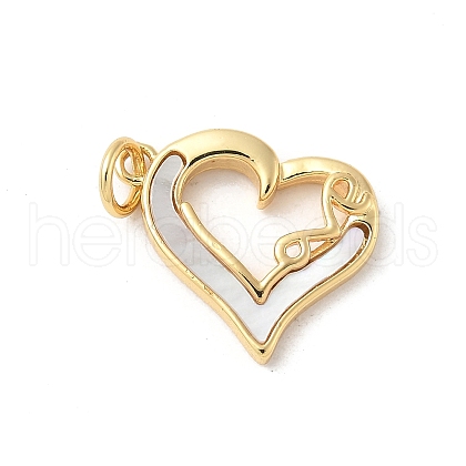 Brass Pave Natural White Shell Pendants KK-S522-08D-G-1