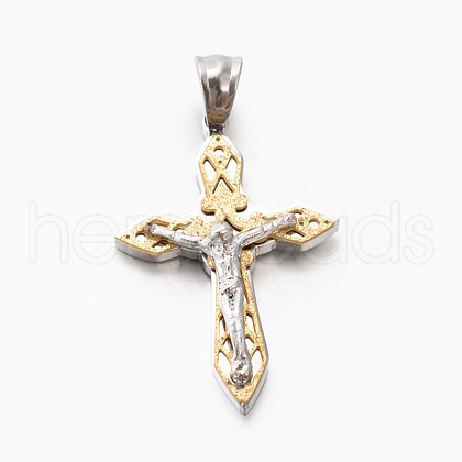 Easter Theme Womens Men's 201 Stainless Steel Crucifix Cross Pendants STAS-F010-46G-1