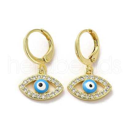 Horse Eye Real 18K Gold Plated Brass Dangle Leverback Earrings EJEW-Q797-23G-04-1