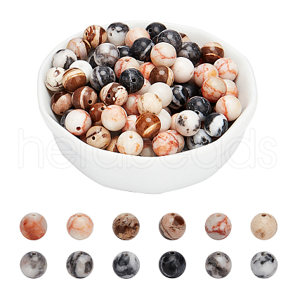 ARRICRAFT 120Pcs 4 Sizes Natural Red Netstone & Zebra Jasper Bead & Pink Zebra Jasper Bead G-AR0003-98-1