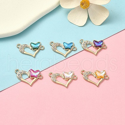 6Pcs 6 Colors Alloy Crystal Rhinestone Connector Charms FIND-YW0004-02-1