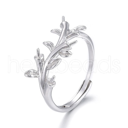 Anti-Tarnish Rhodium Plated 925 Sterling Silver Cuff Rings STER-F048-14P-1