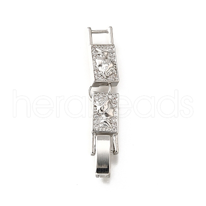 Brass Micro Pave Clear Cubic Zirconia Fold Over Clasps KK-R222-03P-1