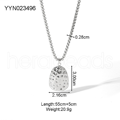 Stainless Steel Hammered Teardrop Pendant Necklaces for Women ZG3175-2-1