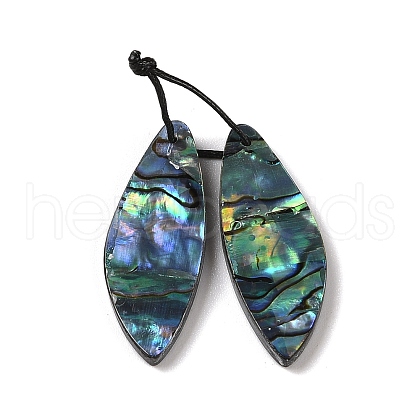 2Pcs Natural Abalone Shell/Paua Shell Pendants SHEL-A005-01C-1