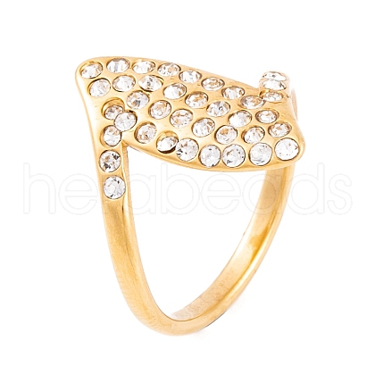 304 Stainless Steel Horse Eye Finger Ring for Women RJEW-C086-27-G-1