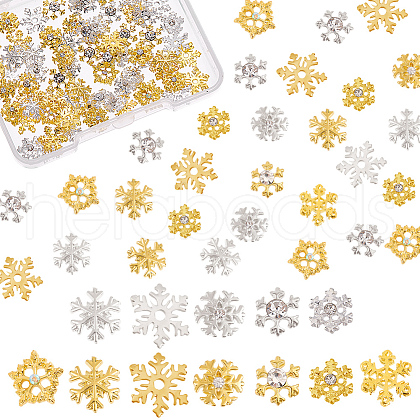 Olycraft 96Pcs 7 Styles Christmas Themed Alloy Cabochons MRMJ-OC0002-34-1