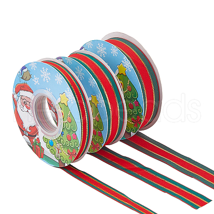 DICOSMETIC 3Roll 3 Styles Polyester Striped Ribbon OCOR-DC0001-18-1
