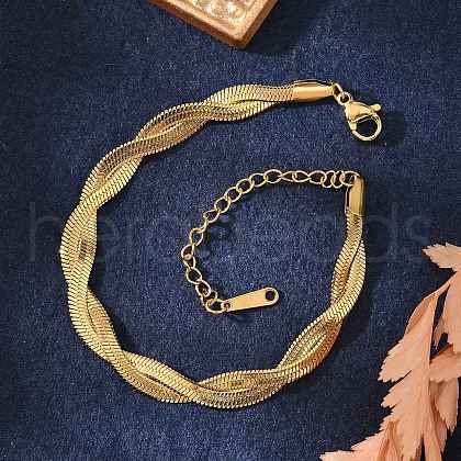 304 Stainless Steel Twist Rope Chain Bracelet for Men Women BJEW-P284-02G-1