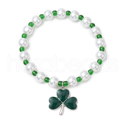 Glass Pearl Beaded Stretch Bracelets BJEW-JB11191-1
