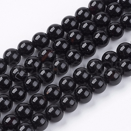Natural Black Onyx Beads Strands X-G-H1567-6MM-1