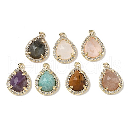 Natural Mixed Stone Faceted Teardrop Pendants G-U028-02G-1