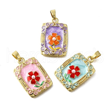 Brass Enamel Pendants KK-Z102-22G-1