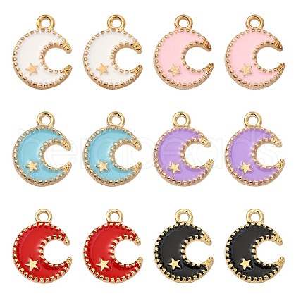 60Pcs 6 Colors Alloy Enamel Pendants ENAM-CJ0002-46-1