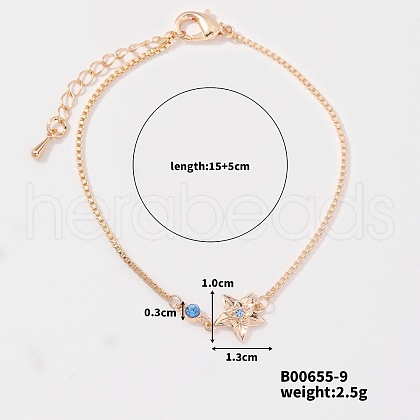 Cute and Stylish Flower Brass Rhinestone Charm Bracelets for European and American KS5683-9-1