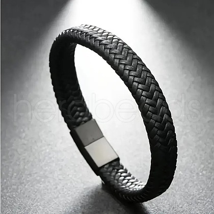 Braided Imitation Leather Cord Bangles for Men WGDB0D2-01-1